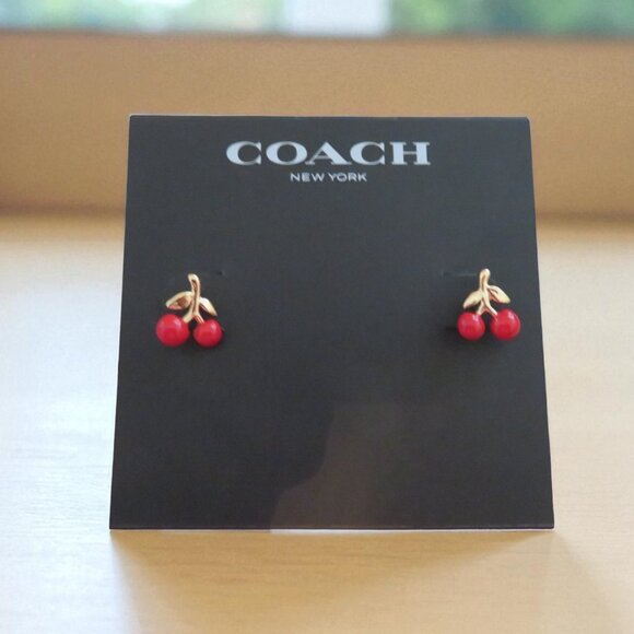 COACH - Cherry Stud Earrings, Super Cute!  NWT - Picture 1 of 7